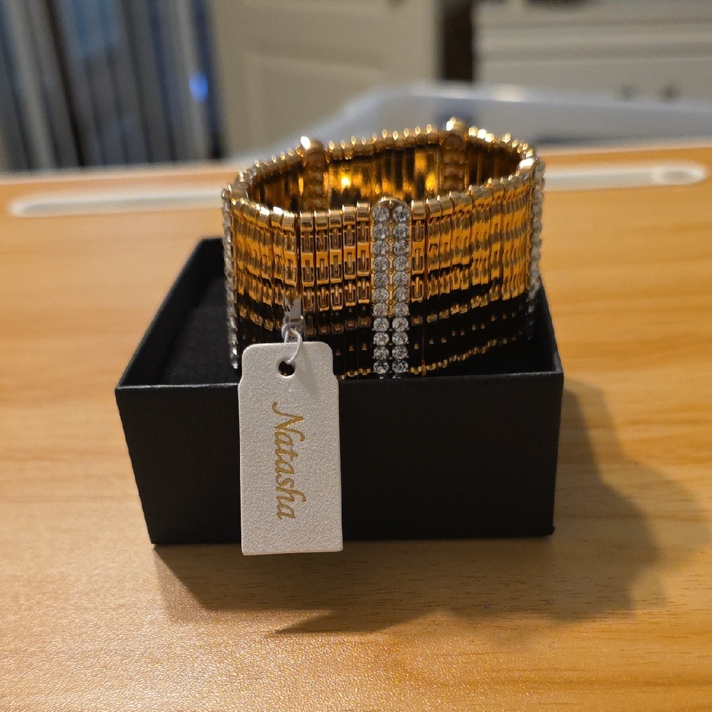 Natasha Couture Gold and Black Bracelet